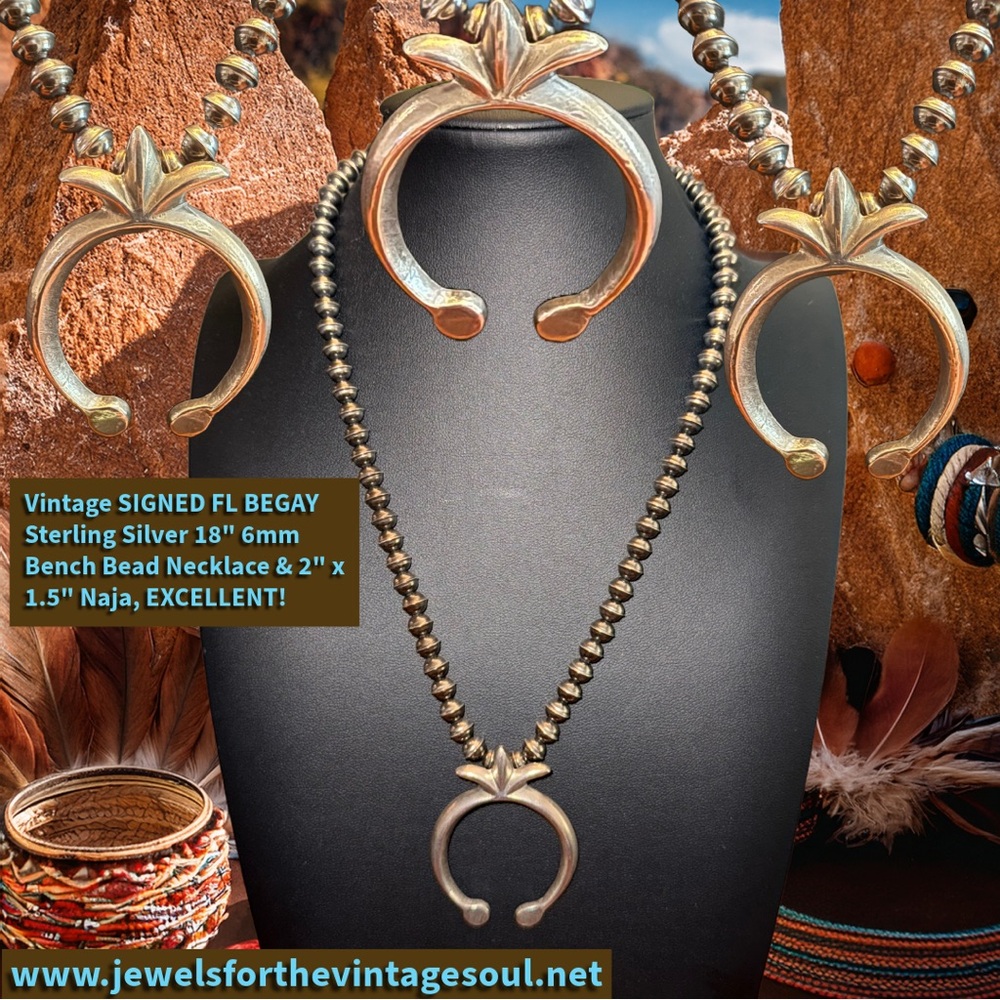 Vintage Sterling Silver FL BEGAY Naja Necklace